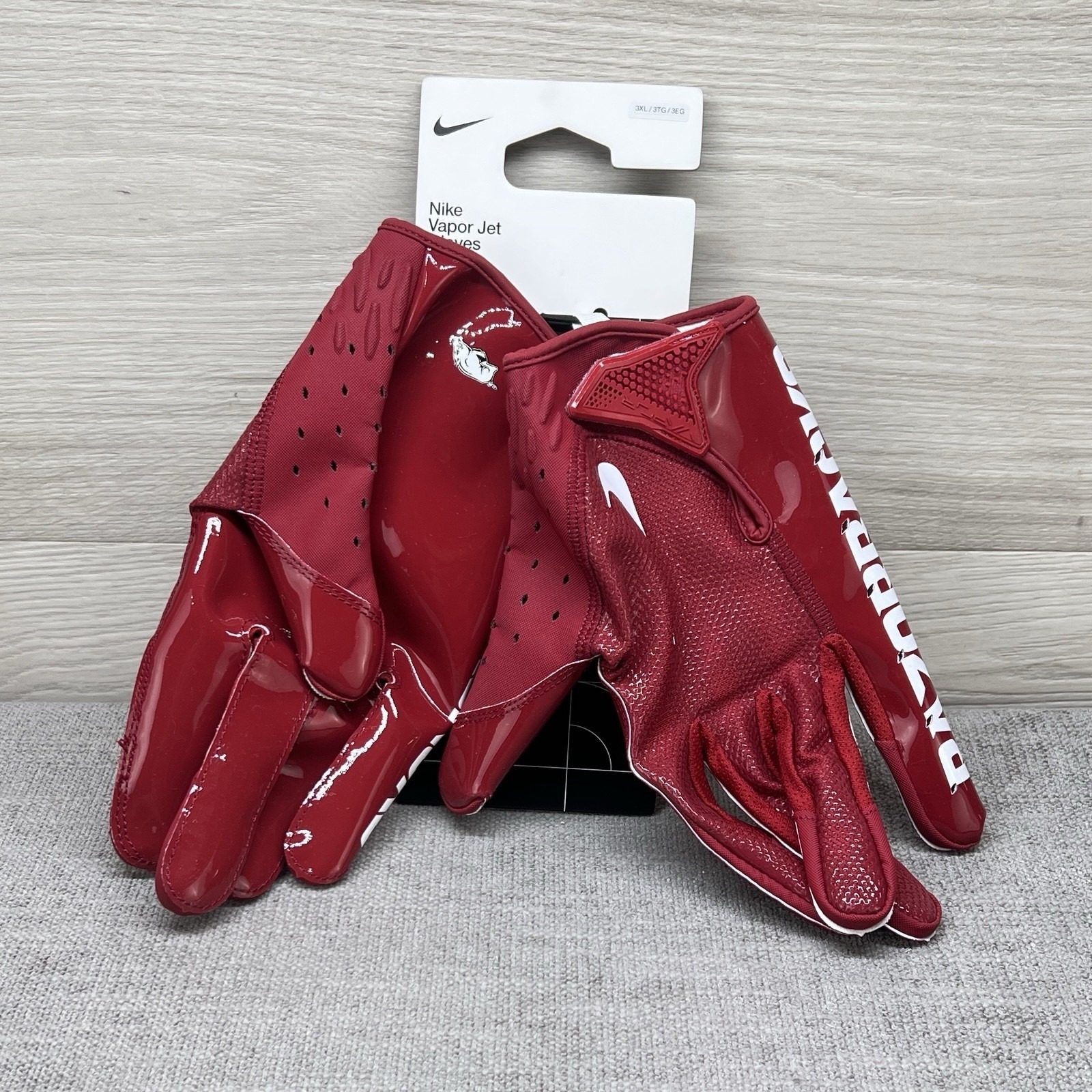 Nike Vapor Jet 7.0 Arkansas Razorbacks Football Gloves Men's Size 3xl Dx4893-620